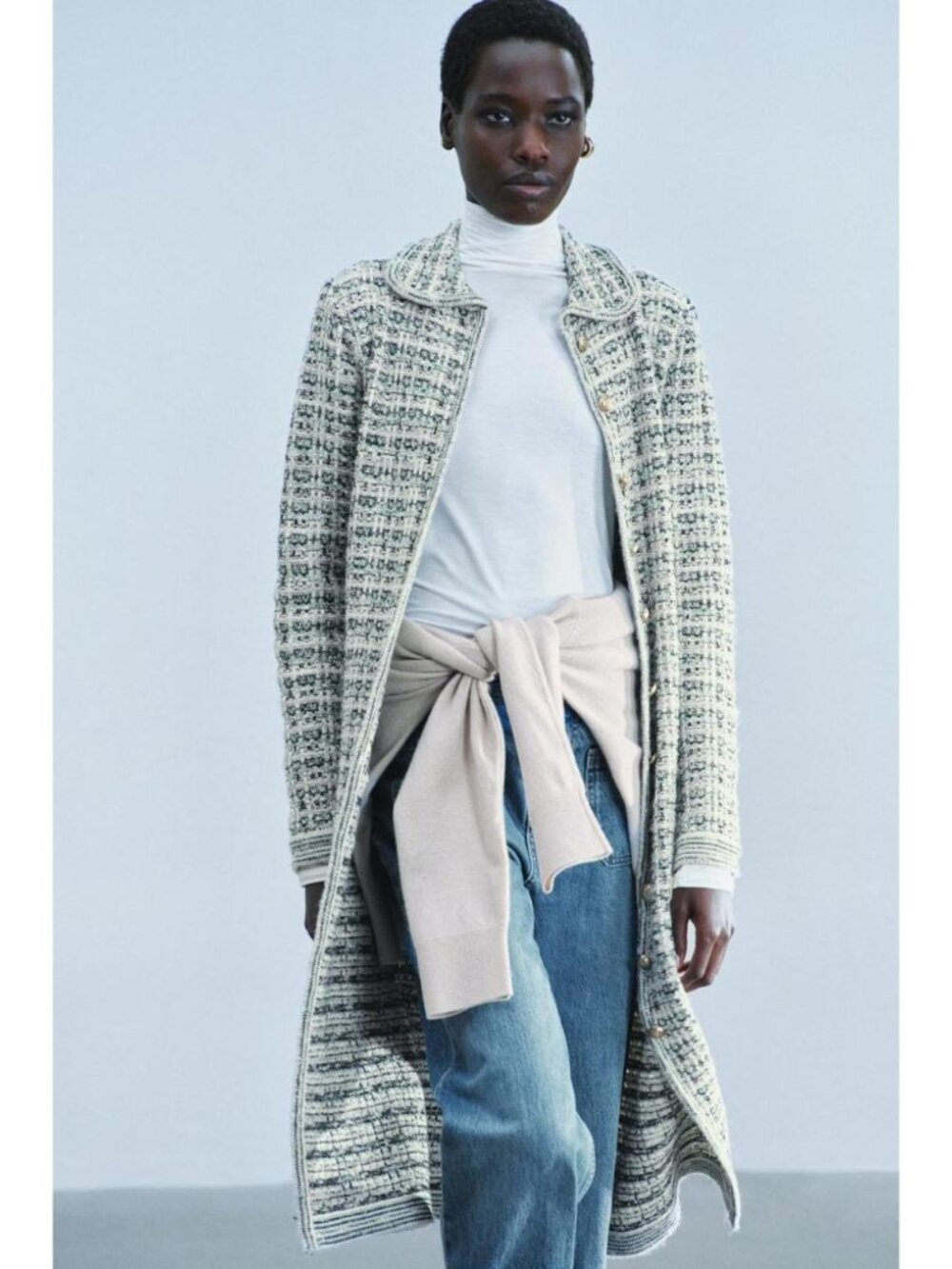 ZARA LONG TEXTURED COAT WITH METALLIC YARN 9874/111/500